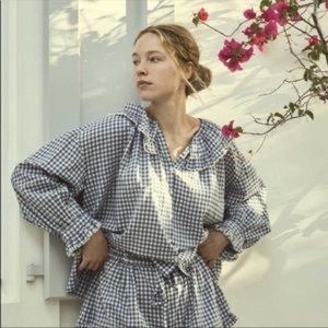 Doen Seychelle Top Azure Paris Gingham Blouse